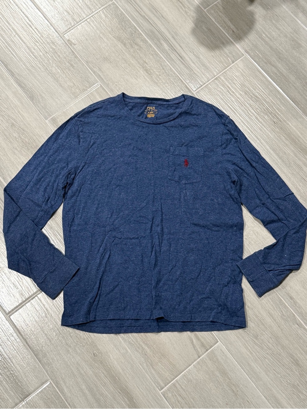 Polo by Ralph Lauren Long Sleeve Pocket Tee - Navy with Red Pony